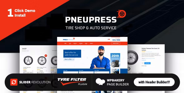 PneuPress – 轮胎店汽车维修网站模板WordPress主题 – v2.6.0